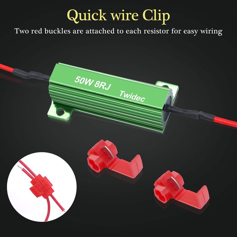 Twidec/8Pcs 50W 8Ohm LED Load Resistors For Fix LED Hyper Flash Turn Signal Light Bulb Fast Blink Error Code RX24-50W8-8X - Image 2